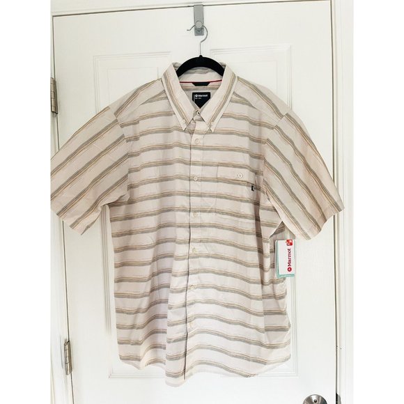 NWT Marmot Beacon Hill Short-Sleeve Woven Shirt- Moonbeam - Picture 2 of 6